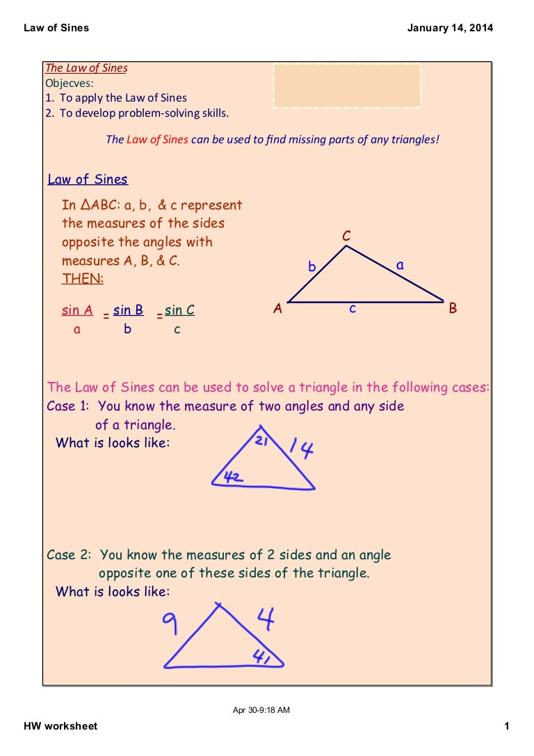 law of sines assignment quizlet