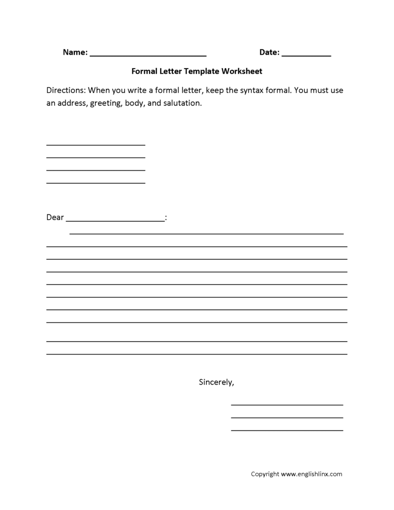 Letter Writing Worksheets For Year 3