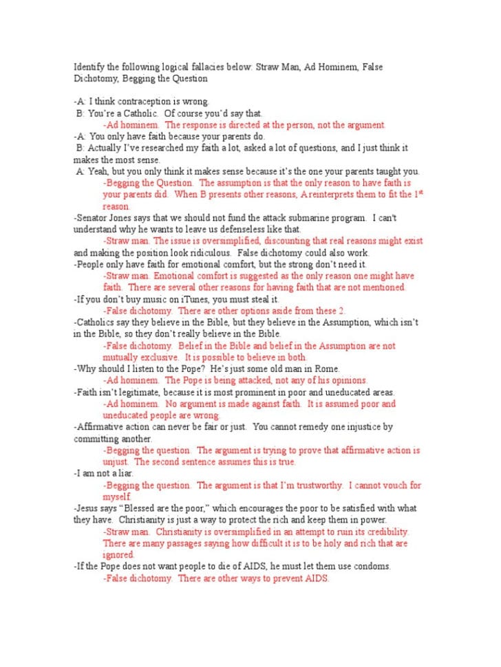 Worksheet Logical Fallacies Worksheet Apologetics