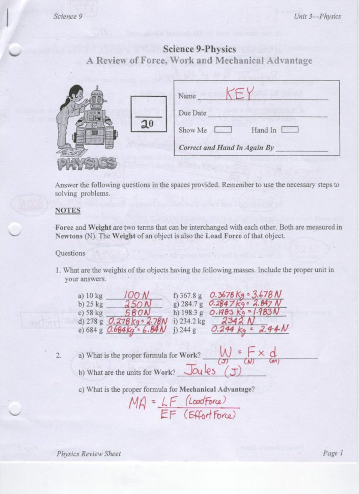 Worksheet Mechanical Advantage Worksheet Mechanical