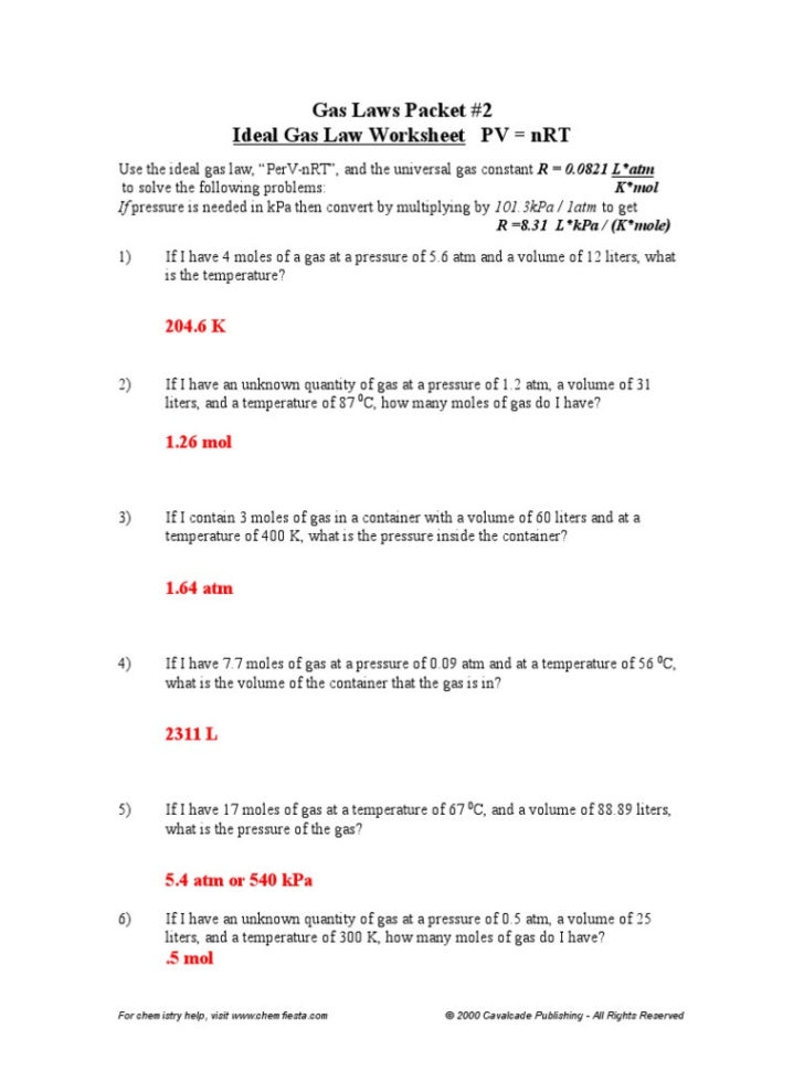 Worksheet Mixed Gas Laws Worksheet The Gas Laws Worksheet