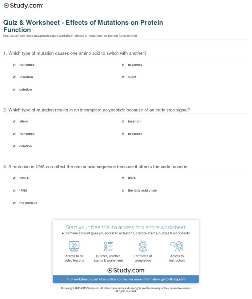 Worksheet Mutations Practice Answer Key P90X Worksheets Algebra With