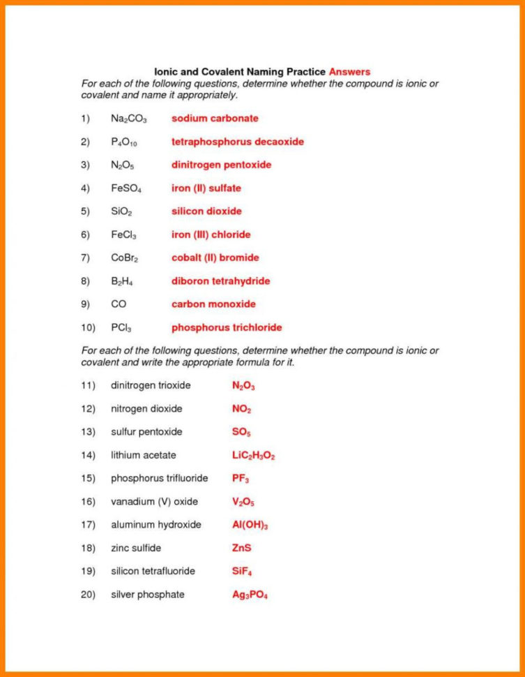 Worksheet Naming Ionic Compounds Worksheet Answer Key