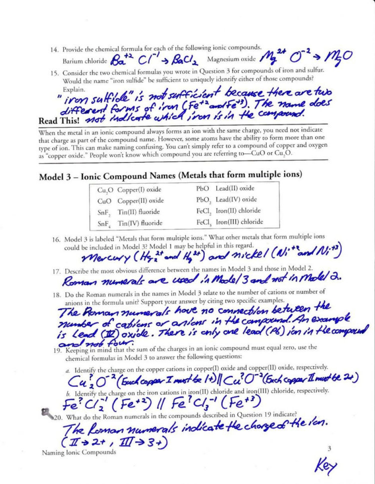Worksheet Naming Ionic Compounds Worksheet Answer Key