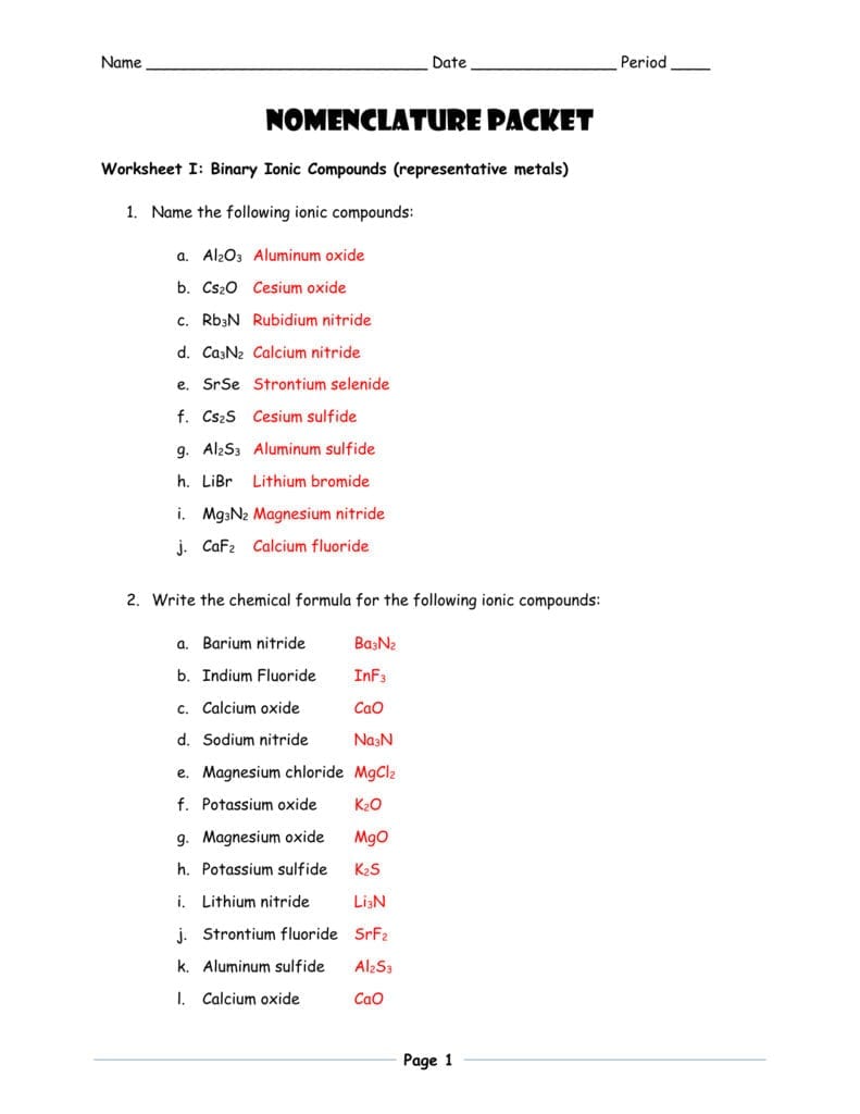 Naming Ionic And Covalent Compounds Worksheet Answer Key | db-excel.com