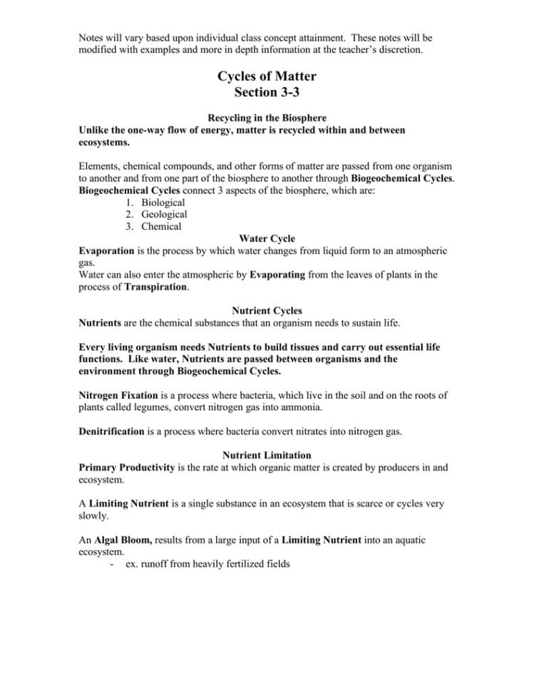Worksheet Nutrient Cycles Worksheet Quiz Worksheet Meaning