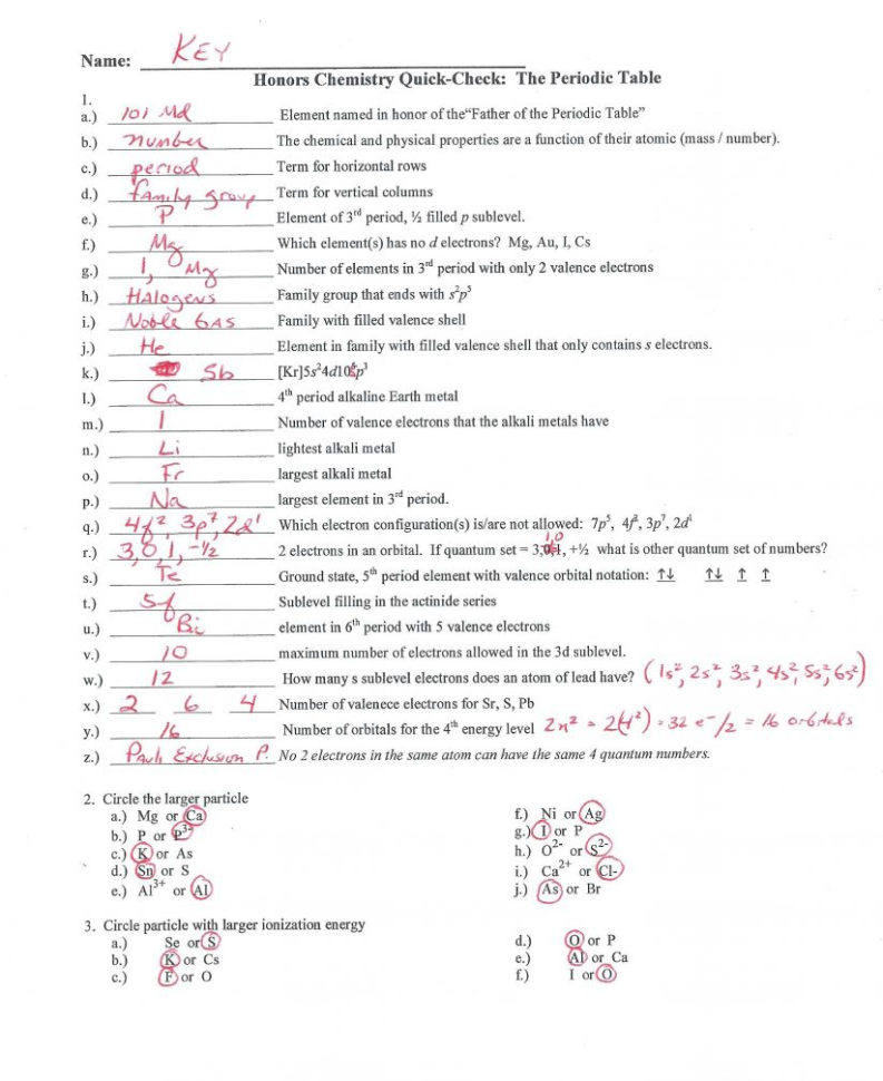 Worksheet Periodic Table Puzzles Answers Davezan