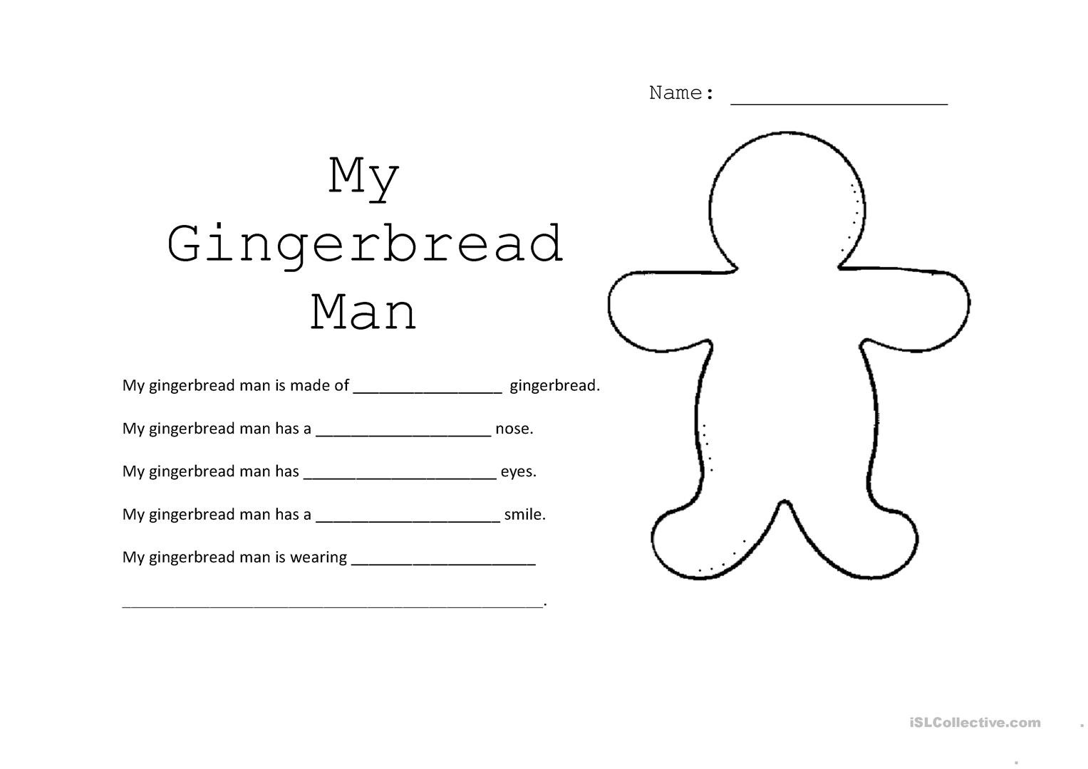 Gingerbread Man Worksheets Free