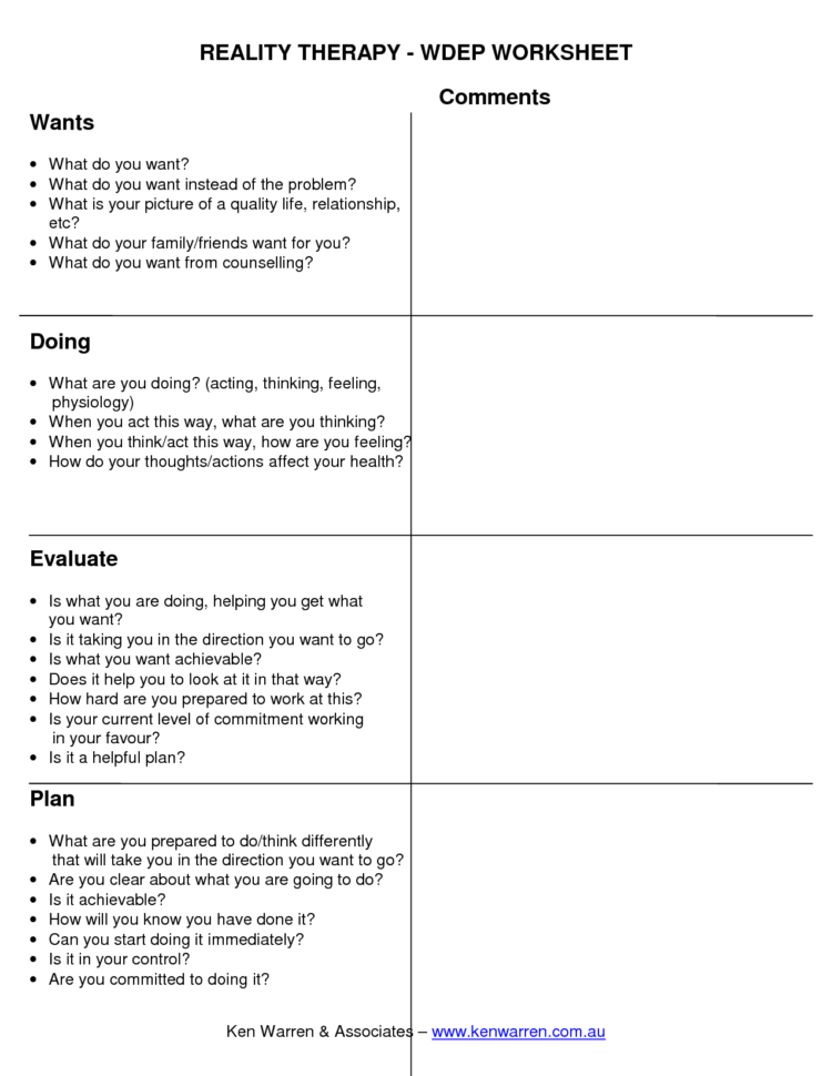 Worksheet Rebt Worksheet Reality Therapy Wdep Worksheet