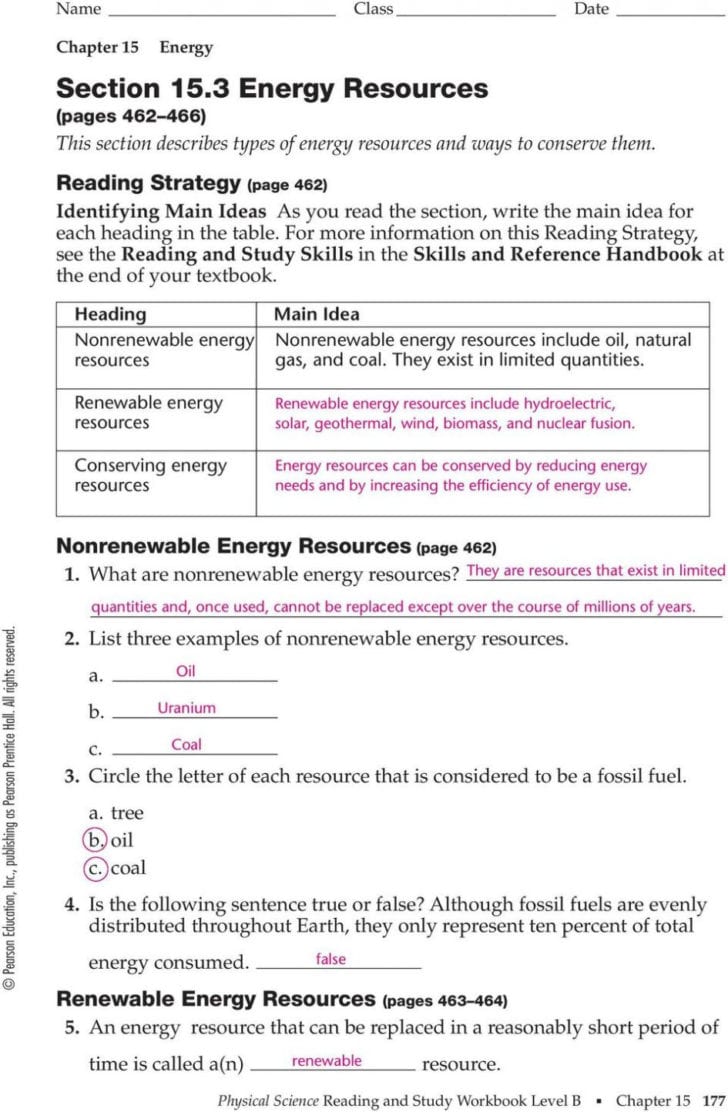 Renewable And Nonrenewable Resources Worksheet Renewable And Nonrenewable Resources Worksheet