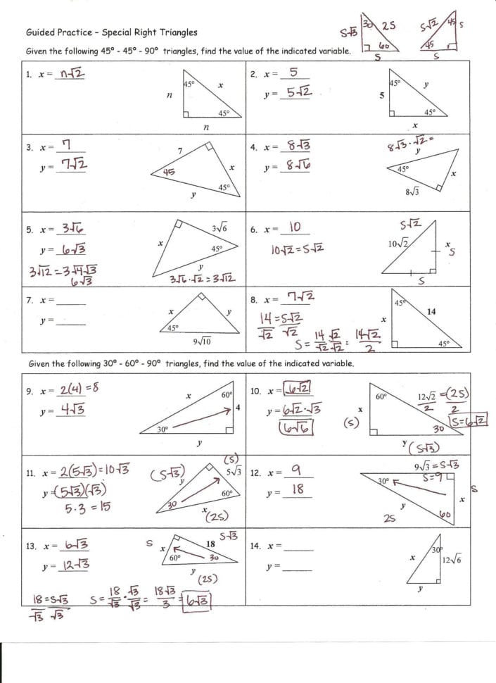 Worksheet Right Triangle Trigonometry Worksheet