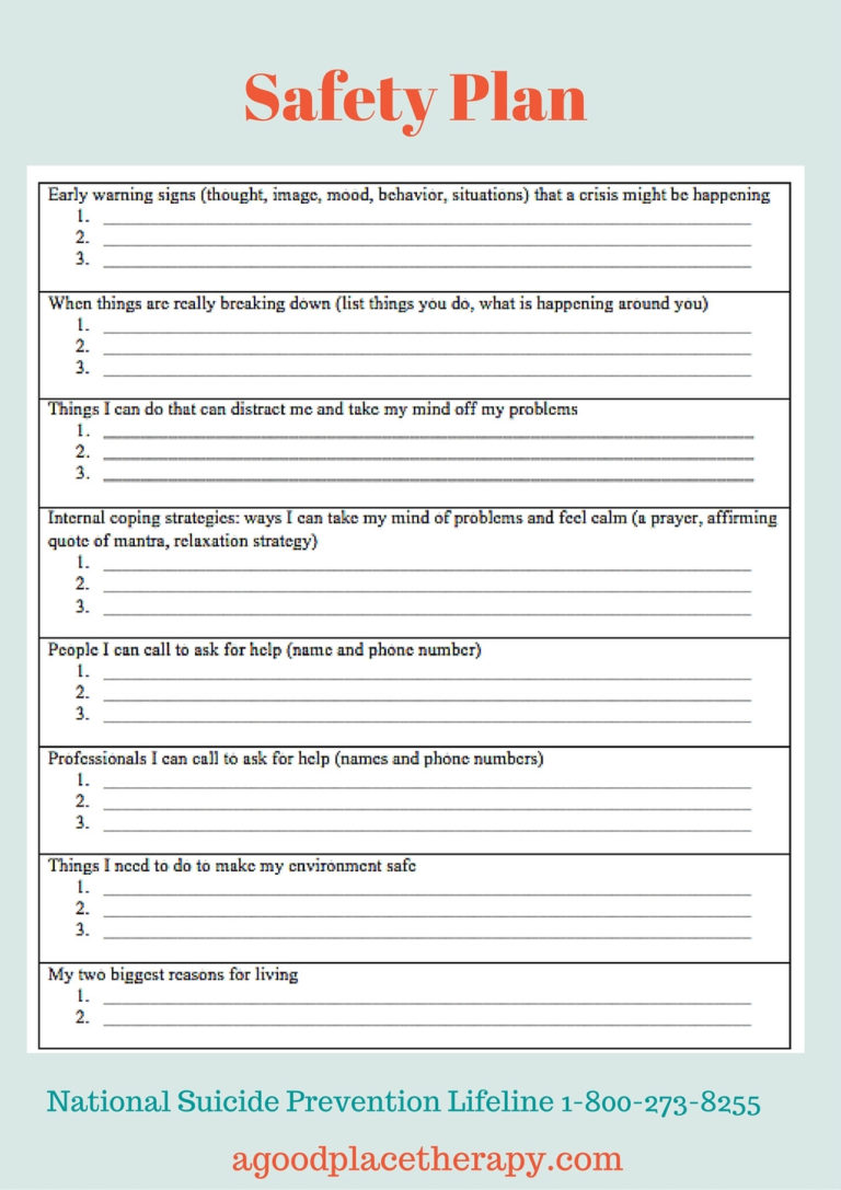 Printable Seeking Safety Worksheets