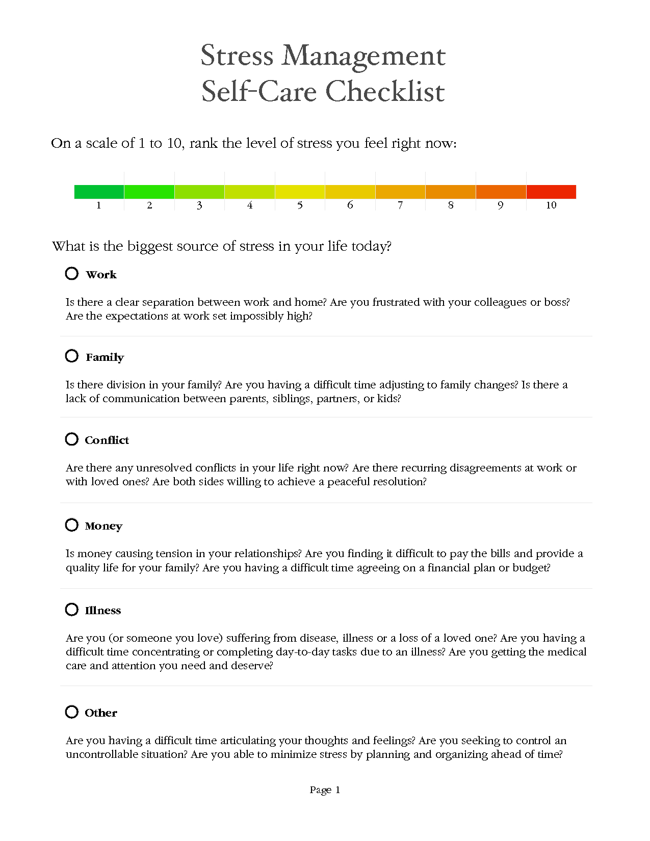 Printable Seeking Safety Worksheets