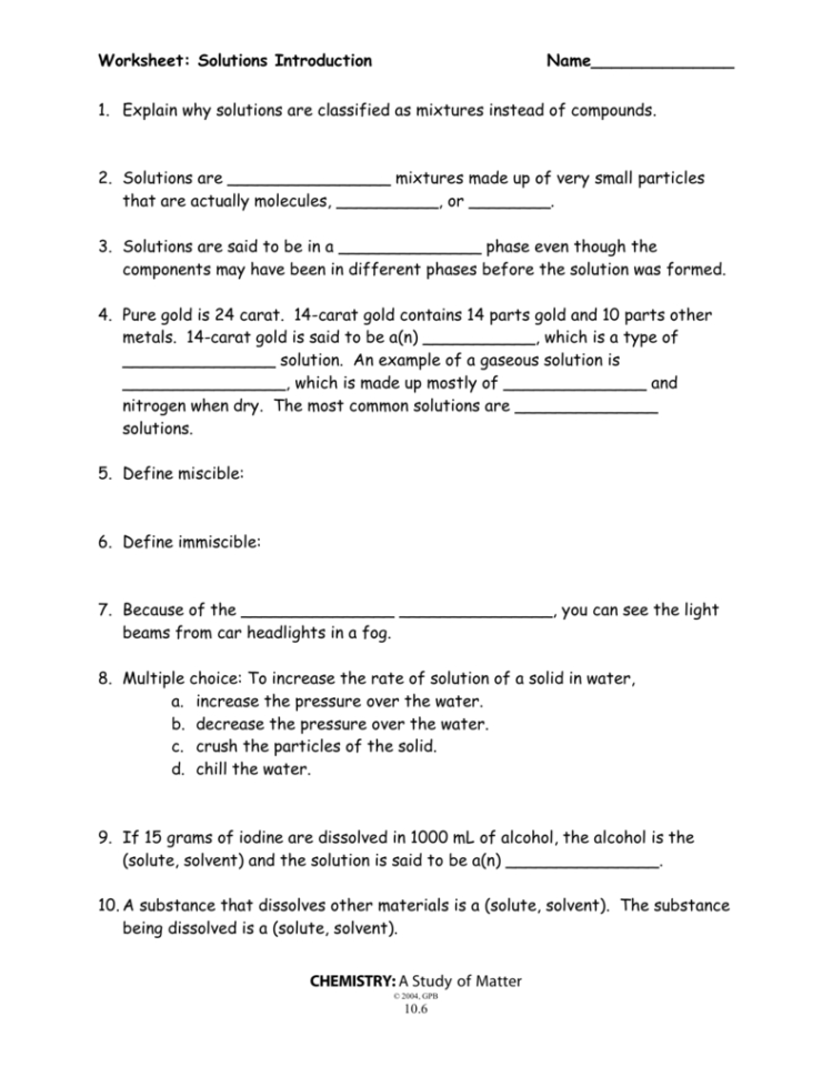 Worksheet Solutions Introduction Name