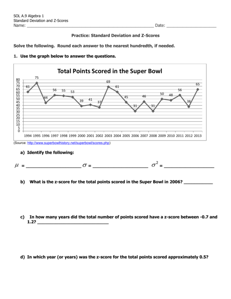 Worksheet Standard Deviation And Z