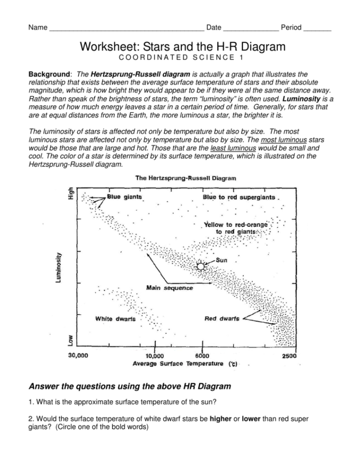 Hr Diagram Worksheet Answer Key — db-excel.com