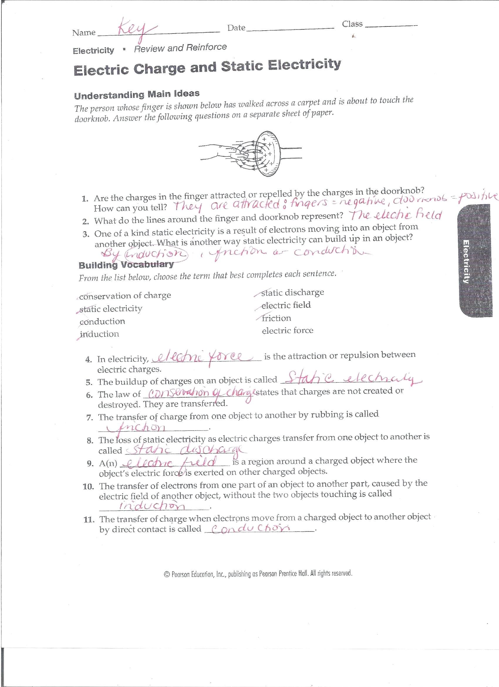 Worksheet Static Electricity Worksheet Charge And