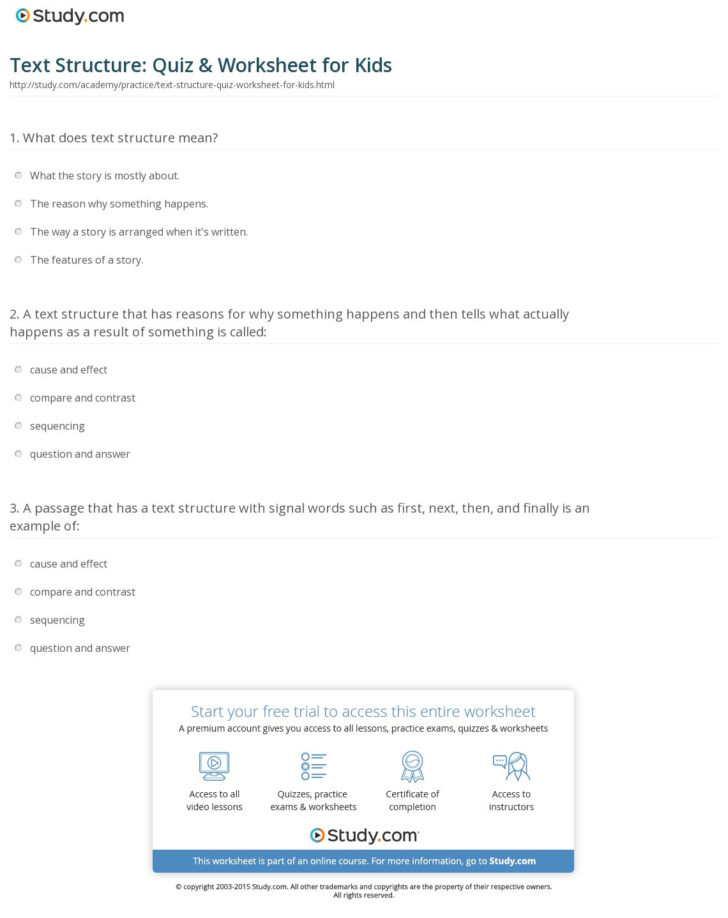 Text Structure Worksheet Pdf