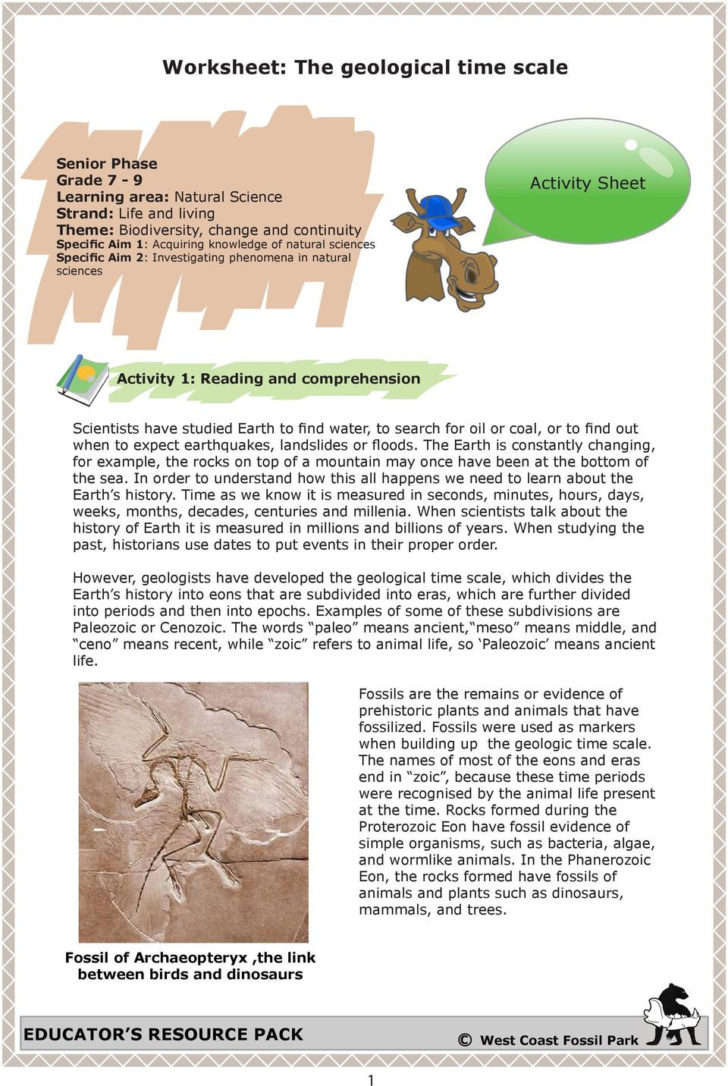 Geologic Time Scale Worksheet Answers