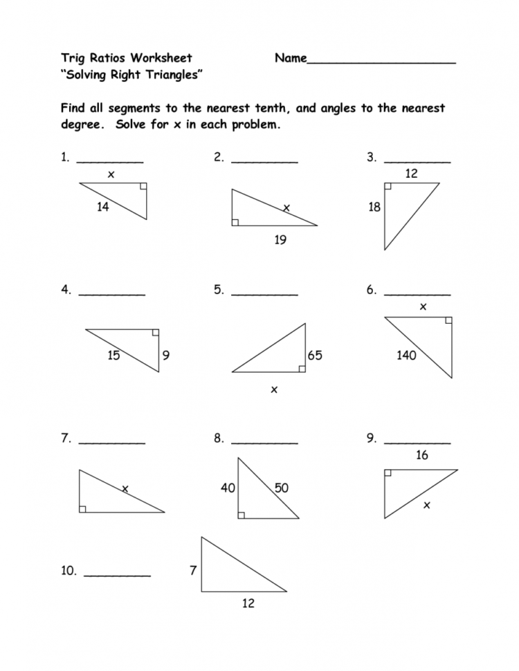 Worksheet Trigonometric Ratios Worksheet Trigonometric