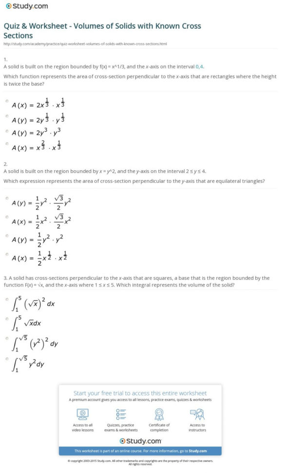 Worksheet Volume Of Solids Worksheet The Volume And Surface Area