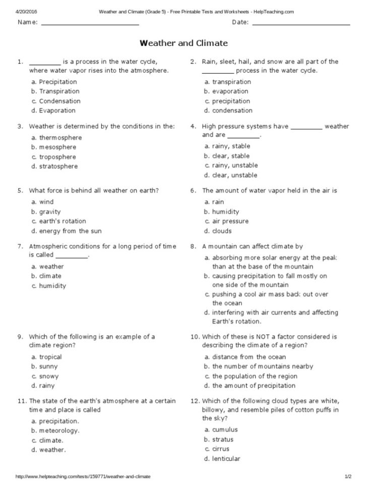 Worksheet Weather And Climate Worksheets Lets Talk About The