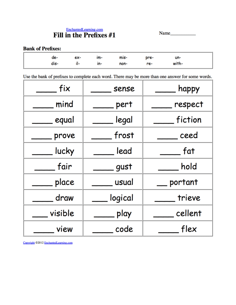 Worksheets And Activities  Prefixes And Suffixes