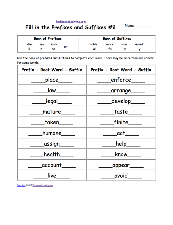 Prefix And Suffix Worksheets 5Th Grade — db-excel.com