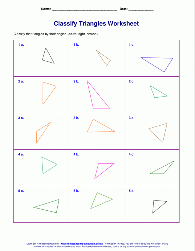 Worksheets For Classifying Trianglessides Angles Or Both