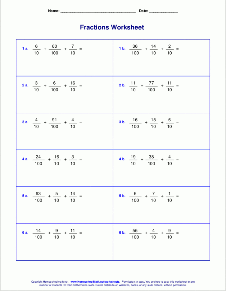 Adding Fractions With Unlike Denominators Worksheets Pdf — db-excel.com