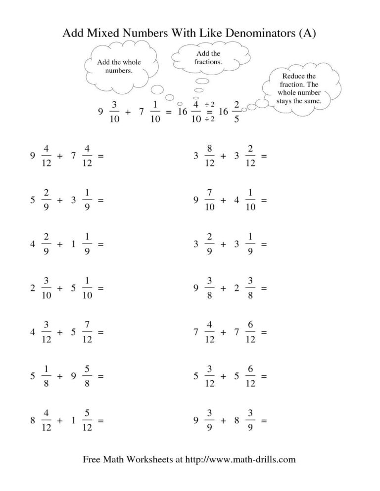 Worksheets For Fraction Addition Adding And Subtracting — Db-excel.com