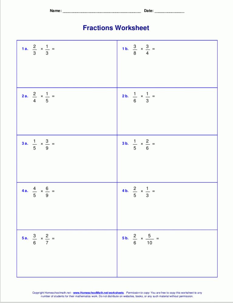 Multiplying Fractions Worksheets 5Th Grade Db excel