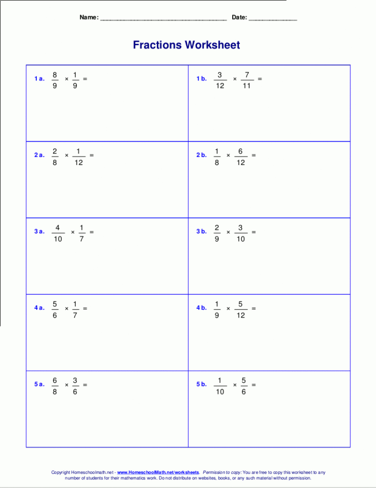 Worksheets For Fraction Multiplication
