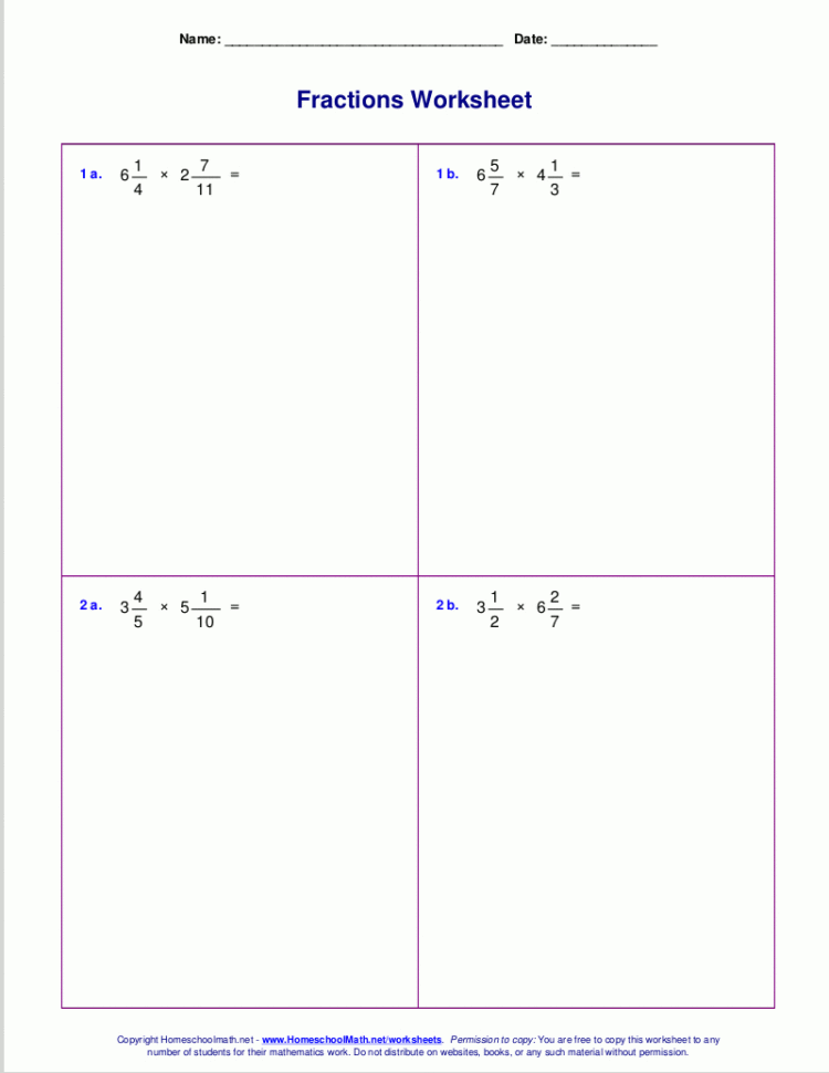 Worksheets For Fraction Multiplication