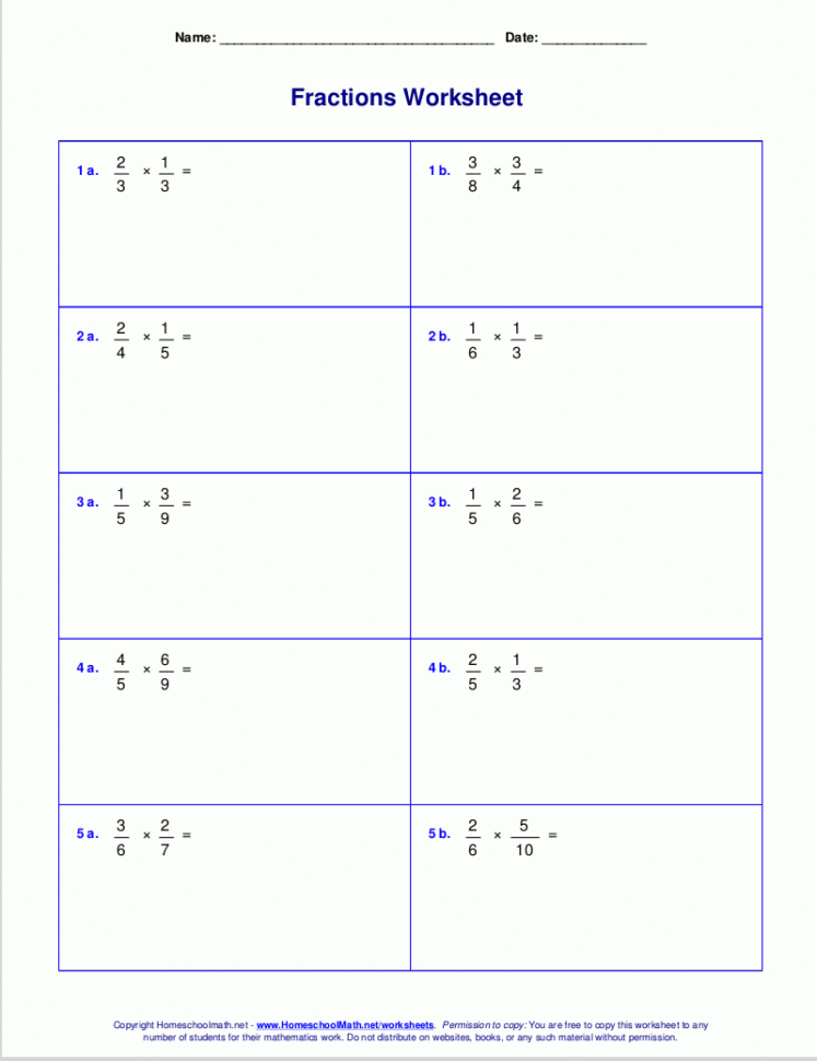 Worksheets For Fraction Multiplication