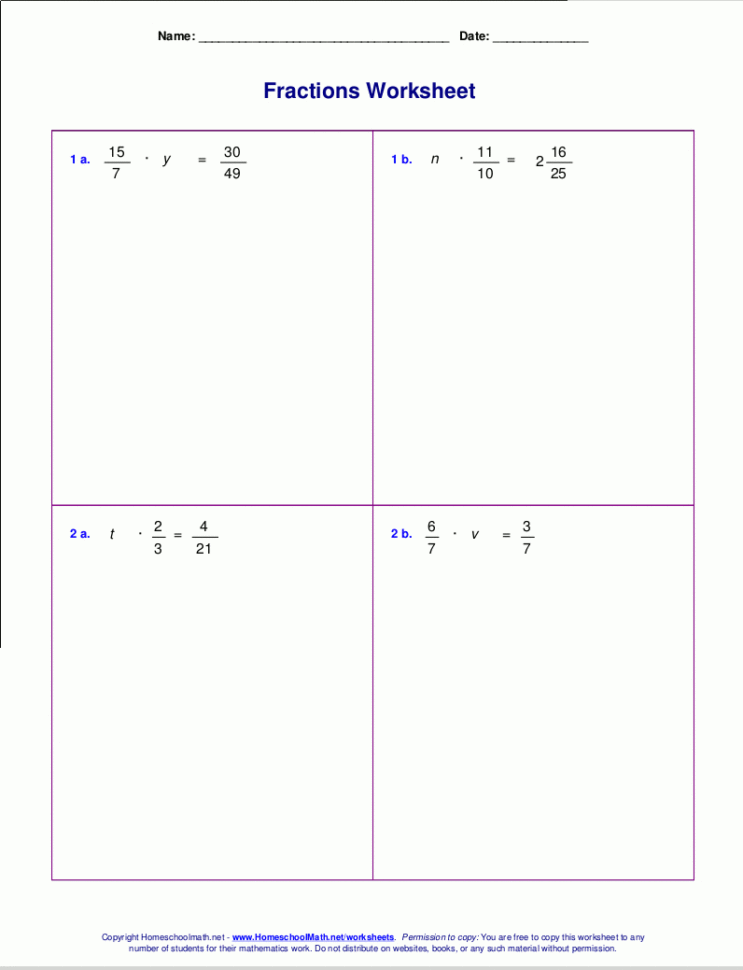Worksheets For Fraction Multiplication