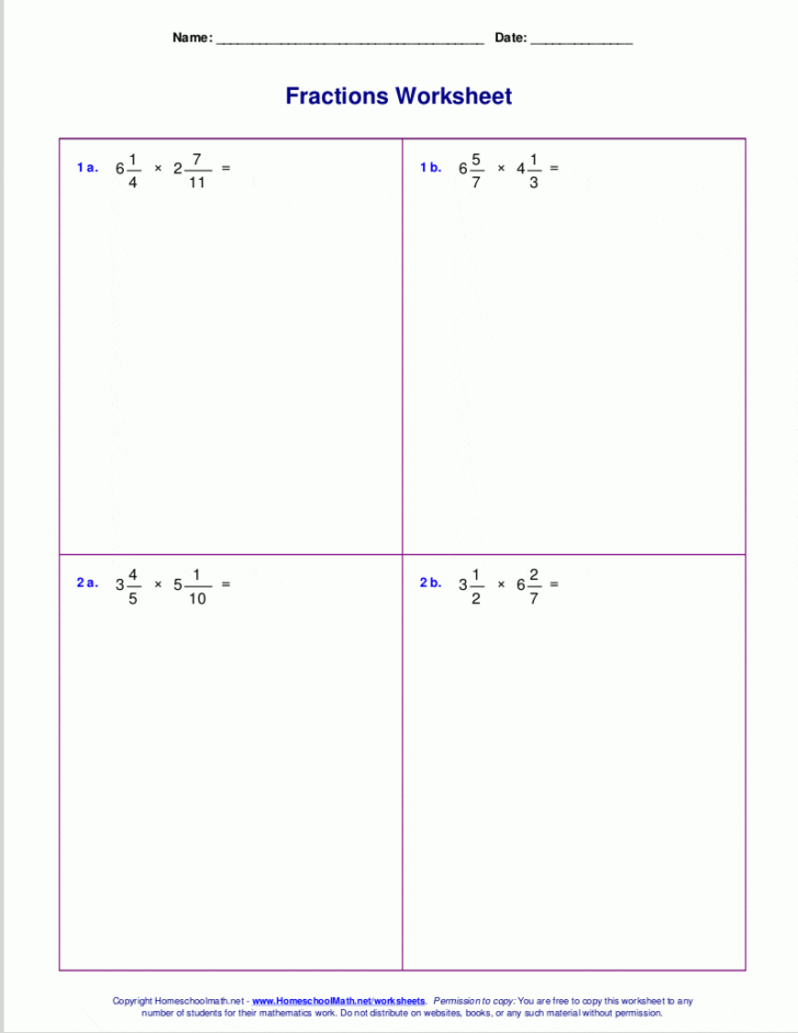 Multiplying Fractions With Cross Canceling Worksheet — db-excel.com