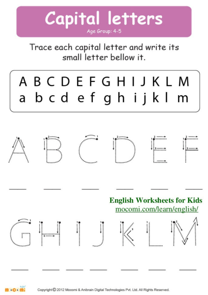 Worksheets For Kids Age 34 English  Learning Sample For