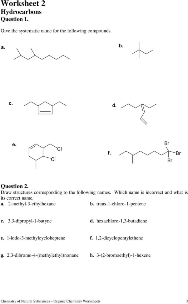 Worksheets For Organic Chemistry  Pdf