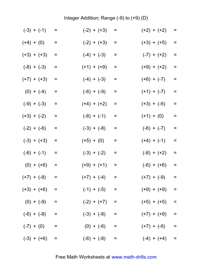 Worksheets On Integers For Grade 6  Free Worksheets Library