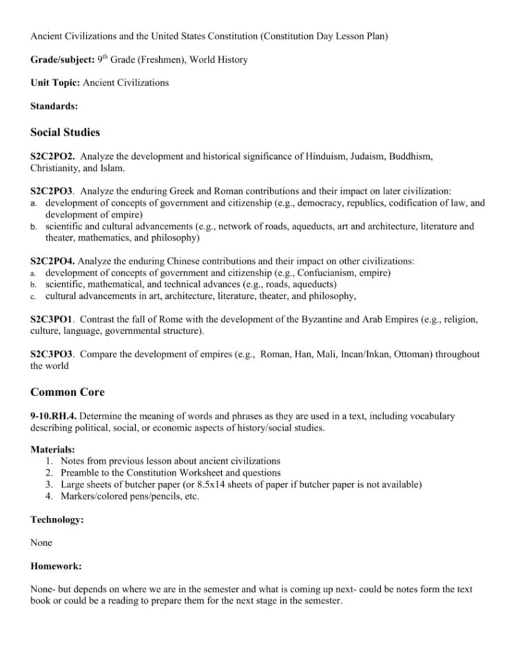 World History And The Us Constitution