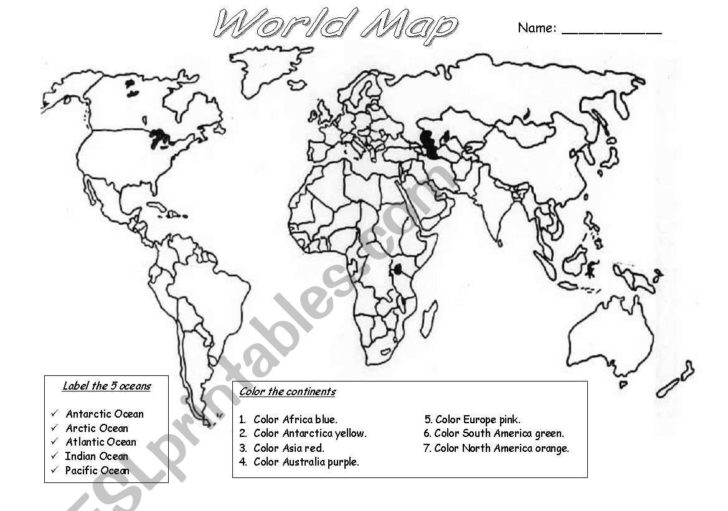 World Map Worksheet Esl Worksheetydroj 1 728x511 