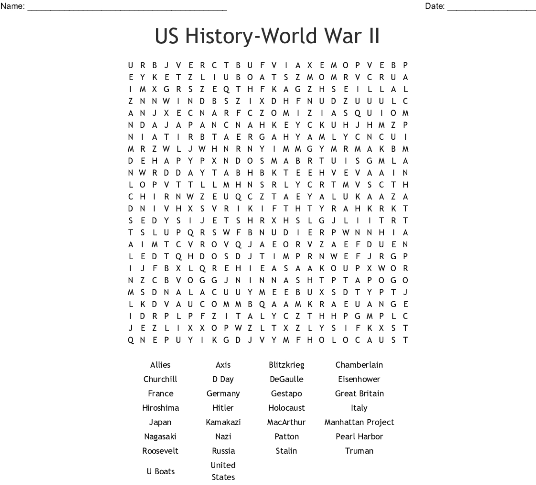 World R Ii Word Search  Word