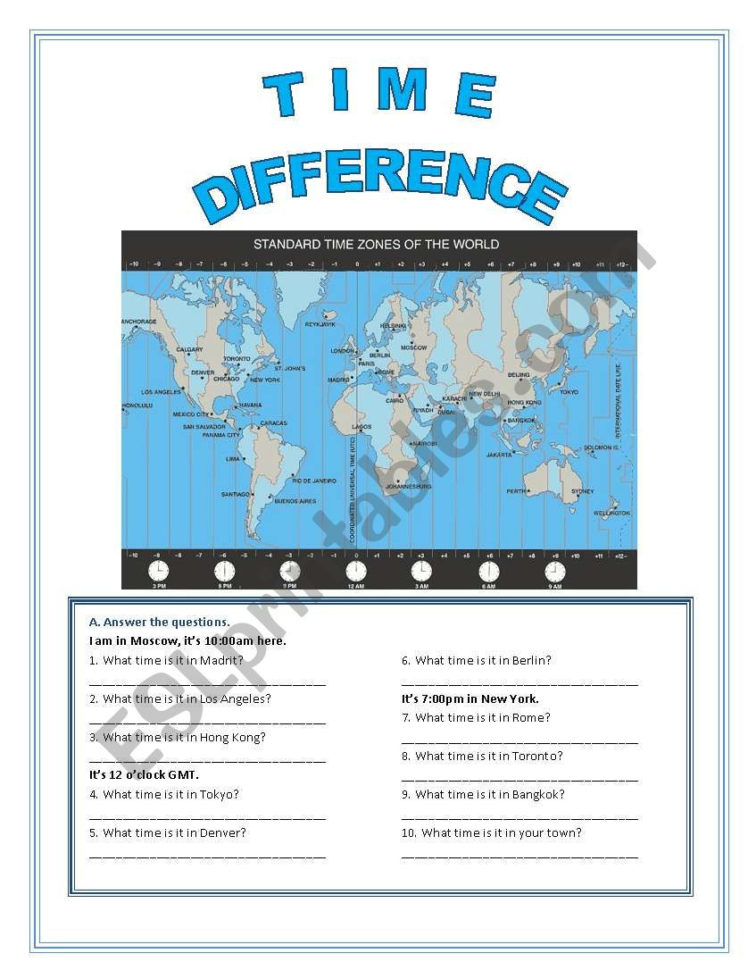 World Time Zones  Esl Worksheetfenixgirl