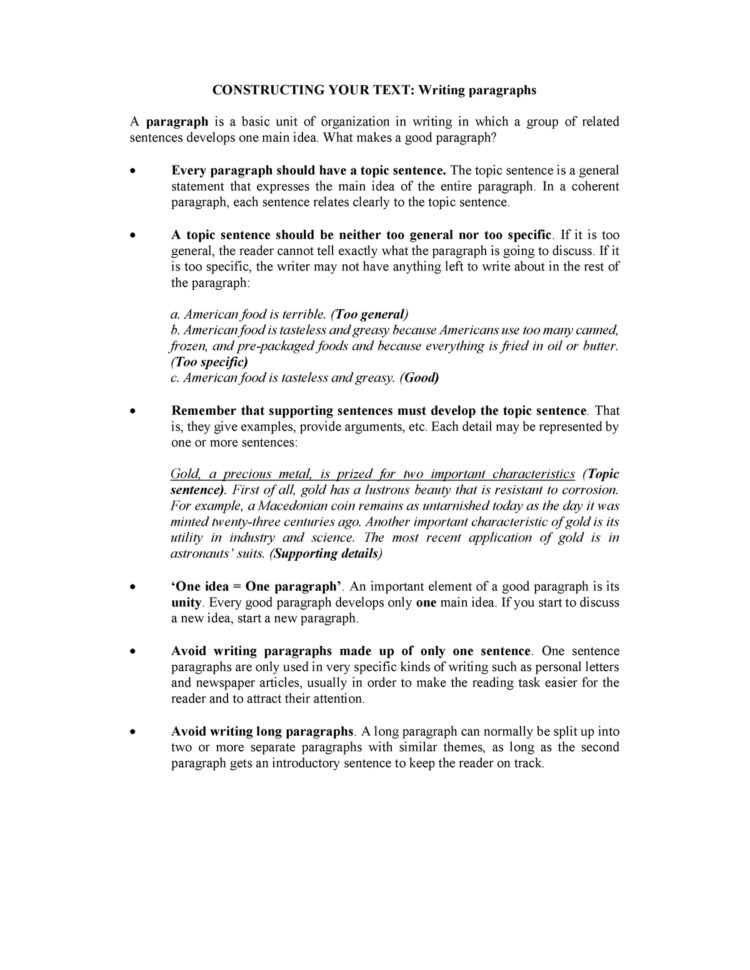 Writing And Organising Paragraphs  Exercises   Upf  Studocu