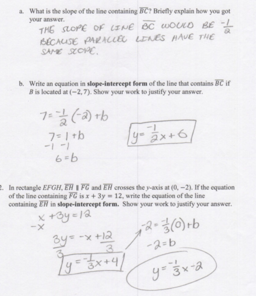 Writing Equations For Parallel Lines Students Are Asked To