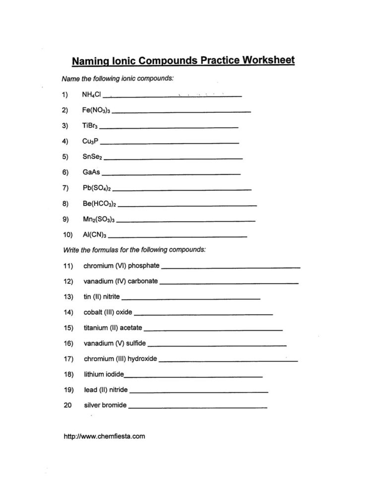 Writing Formulas And Names For Polyatomic Ionic Compounds