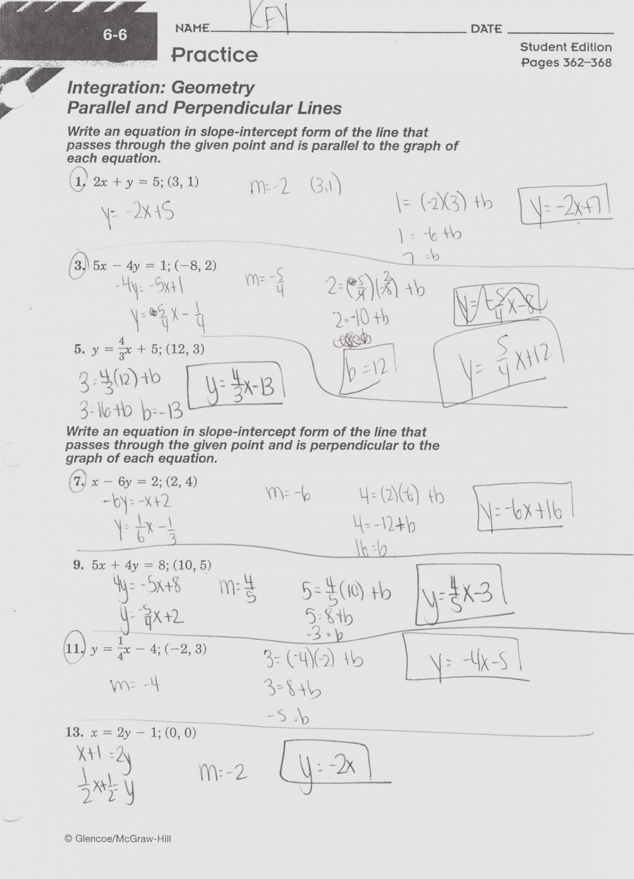 Linear Equations Worksheet Answer Key