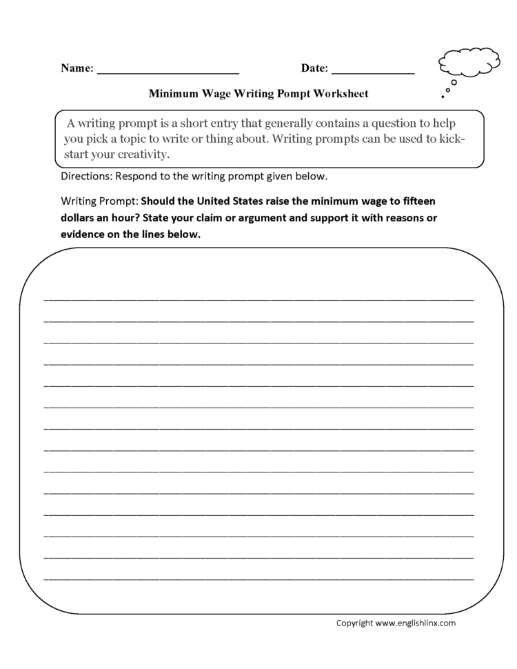 Writing Prompts Worksheets  Argumentative Writing Prompts Worksheets