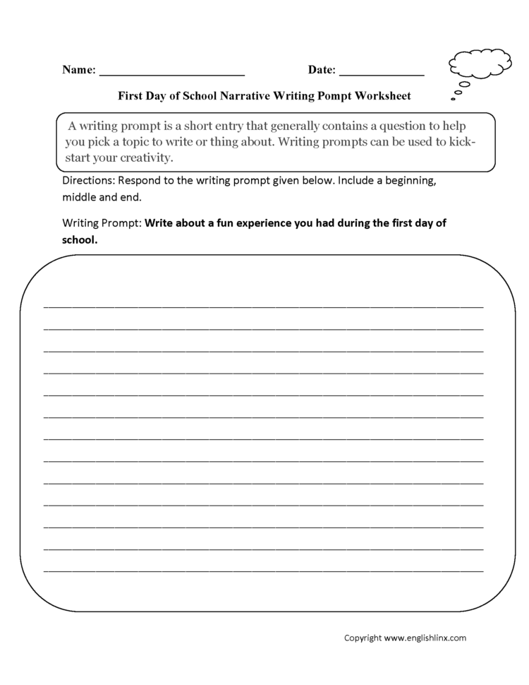 Writing Prompts Worksheets  Narrative Writing Prompts